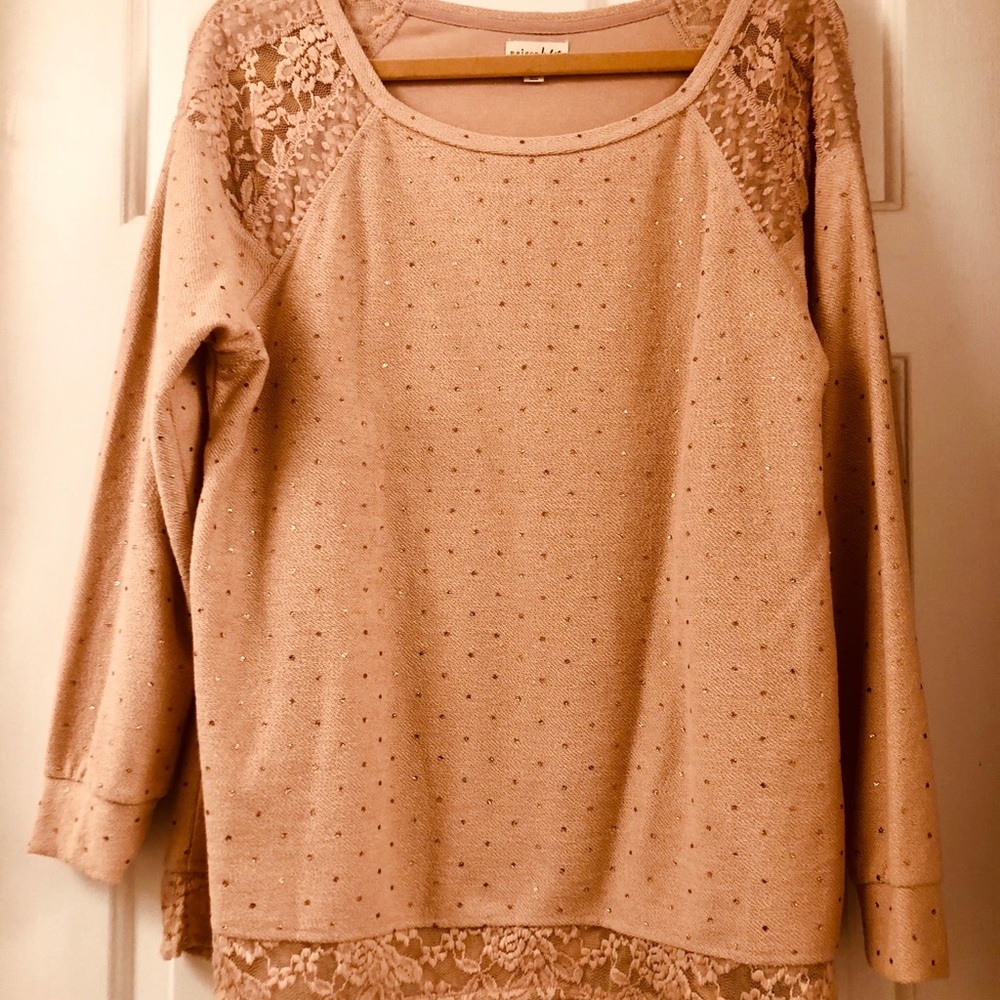 NWOT Dusty Pink Lace Detail Sweater
